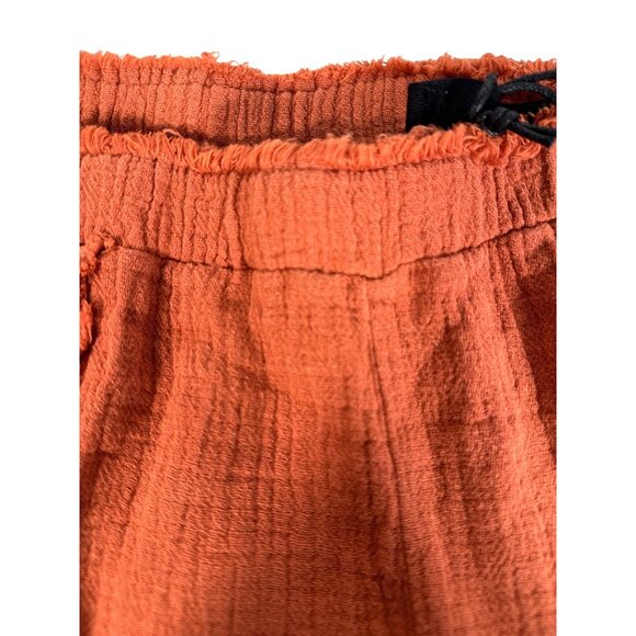BlankNYC Women's Frayed Hem Stretch Waist Rust Orange Shorts Cotton Blend Small - Picture 6 of 11